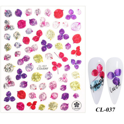 Nagu uzlīmes, slīdņi, zaļi šampanieti, ziedi, āboliņš, ginkgo lapas, nagu mākslas uzlīmes, 3D hologrāfiskas nagu folijas manikīrs TRCL037-052