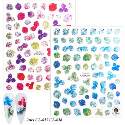 Nagu uzlīmes, slīdņi, zaļi šampanieti, ziedi, āboliņš, ginkgo lapas, nagu mākslas uzlīmes, 3D hologrāfiskas nagu folijas manikīrs TRCL037-052