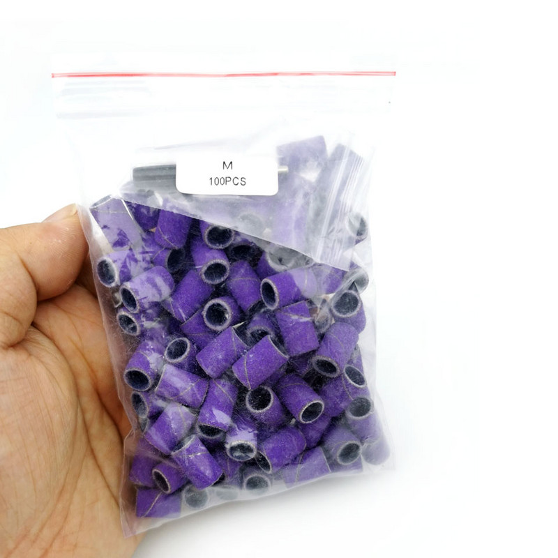 HYTOOS 100gab/maisiņš purpursarkanas slīpēšanas lentes bez gumijas serdeņa nagu urbjmašīnas piederumi želejas noņemšanai nagu kopšanas pulēšanas rīks