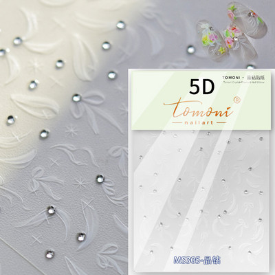 Cēls, balts, melns zieds, seksīga mežģīņu rožu pērle, kalnu strēles līnija, 5D reljefs, pašlīmējošs nagu mākslas noformējums, uzlīmes manikīra uzlīme