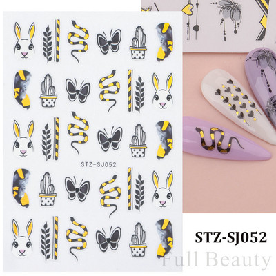 3D melnas čūskas nagu uzlīmes 2023. gada modes tauriņu pūķa dizaina tetovējuma slīdnis ziemas nagu ietīšanas dekorēšanas aksesuāri PPSTZ-X