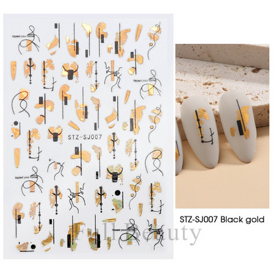 3D melnas čūskas nagu uzlīmes 2023. gada modes tauriņu pūķa dizaina tetovējuma slīdnis ziemas nagu ietīšanas dekorēšanas aksesuāri PPSTZ-X