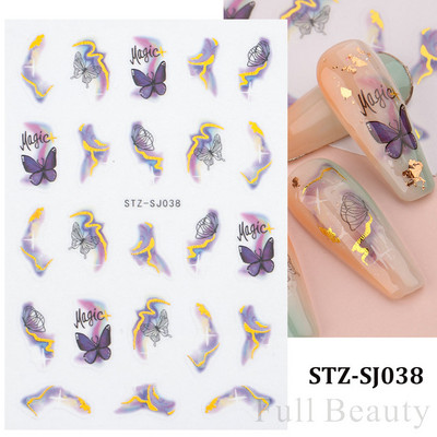 3D melnas čūskas nagu uzlīmes 2023. gada modes tauriņu pūķa dizaina tetovējuma slīdnis ziemas nagu ietīšanas dekorēšanas aksesuāri PPSTZ-X