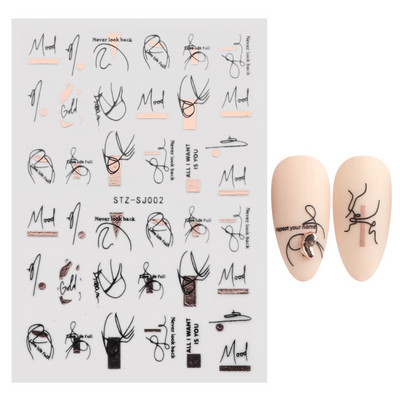 3D melnas čūskas nagu uzlīmes 2023. gada modes tauriņu pūķa dizaina tetovējuma slīdnis ziemas nagu ietīšanas dekorēšanas aksesuāri PPSTZ-X