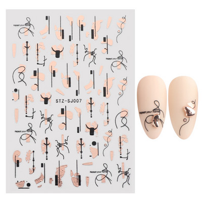 3D melnas čūskas nagu uzlīmes 2023. gada modes tauriņu pūķa dizaina tetovējuma slīdnis ziemas nagu ietīšanas dekorēšanas aksesuāri PPSTZ-X