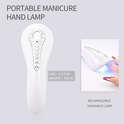 Mini UV LED nagu lampa, uzlādējama UV gaisma nagu pārnēsājamam nagu Rhinestone līmes gēla Led lampa ar zibspuldzi cietējošu gēla nagu žāvētāju