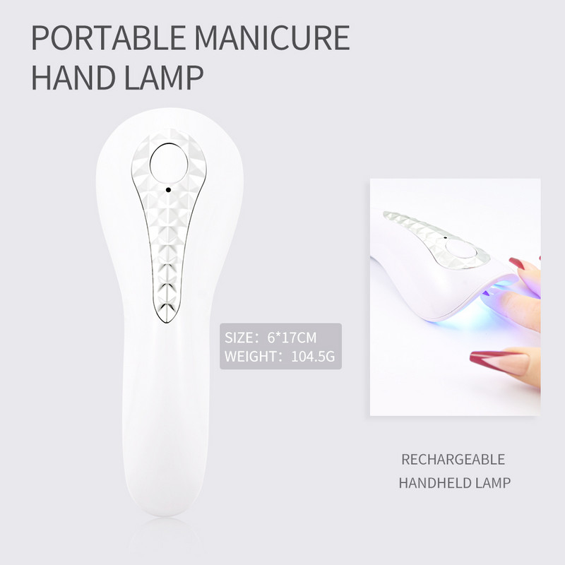 Mini UV LED nagu lampa, uzlādējama UV gaisma nagu pārnēsājamam nagu Rhinestone līmes gēla Led lampa ar zibspuldzi cietējošu gēla nagu žāvētāju