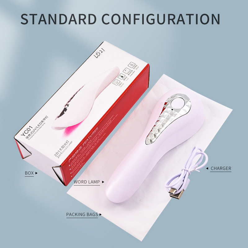 Mini UV LED nagu lampa, uzlādējama UV gaisma nagu pārnēsājamam nagu Rhinestone līmes gēla Led lampa ar zibspuldzi cietējošu gēla nagu žāvētāju