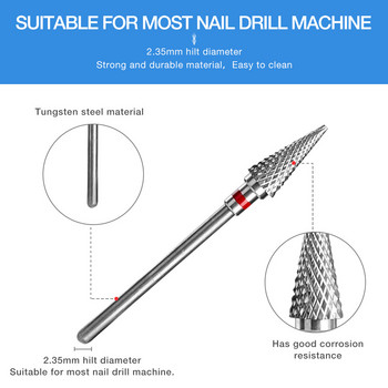 Dmoley Tungsten Carbide Nail Drill Bit Electric Manicure Drills for Machine Friling Cutter Nail Burr Αξεσουάρ πεντικιούρ