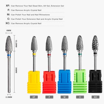 Dmoley Tungsten Carbide Nail Drill Bit Electric Manicure Drills for Machine Friling Cutter Nail Burr Αξεσουάρ πεντικιούρ