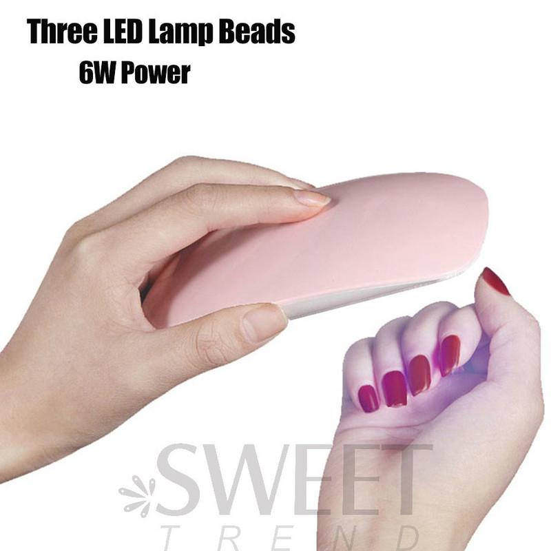 6 W nagu žāvēšanas lampa Mini portatīvā mājas UV LED lampa ar USB kabeli Gēla nagu lakas lakas cietēšanas žāvētājs manikīra mašīna BECA042