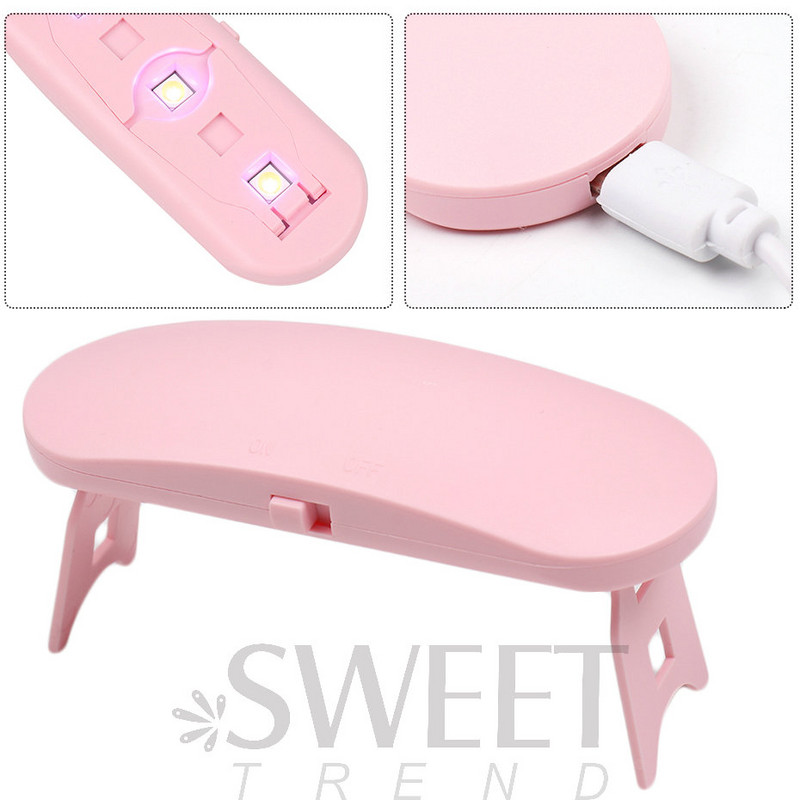 6 W nagu žāvēšanas lampa Mini portatīvā mājas UV LED lampa ar USB kabeli Gēla nagu lakas lakas cietēšanas žāvētājs manikīra mašīna BECA042
