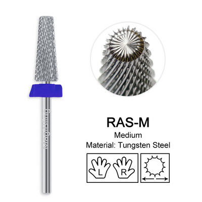 Hosszú keresztvágás 5 in 1 volfrám szög fúrószár keményfém kétirányú bal jobb forgású vágó manikűr polírozó szerszámok 3/32" 16 mm