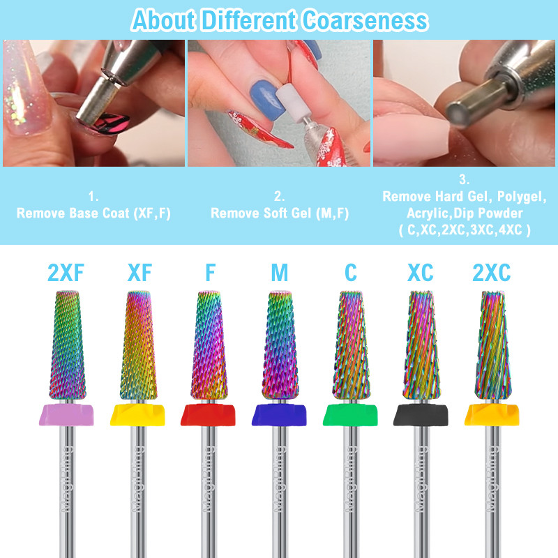 Hosszú keresztvágás 5 in 1 volfrám szög fúrószár keményfém kétirányú bal jobb forgású vágó manikűr polírozó szerszámok 3/32" 16 mm