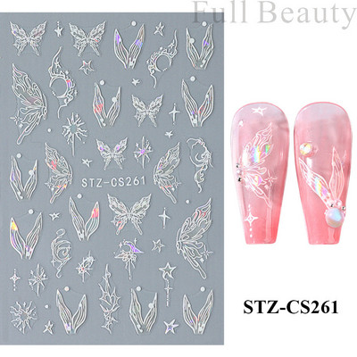 3D naljepnice za nokte Rep sirene Leptir Ljepljive naljepnice Antikviteti Dizajn bambusa Dekoracija Klizač Pribor za manikuru PPSTZ-CS260