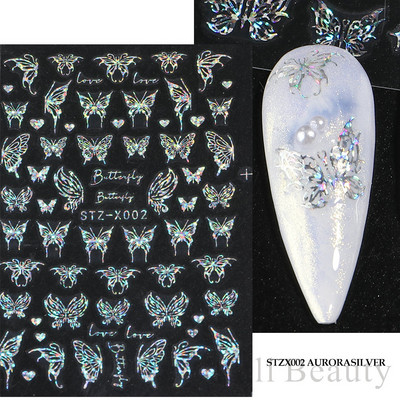 3D naljepnice za nokte Rep sirene Leptir Ljepljive naljepnice Antikviteti Dizajn bambusa Dekoracija Klizač Pribor za manikuru PPSTZ-CS260