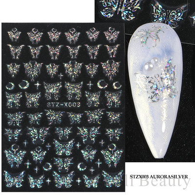 3D naljepnice za nokte Rep sirene Leptir Ljepljive naljepnice Antikviteti Dizajn bambusa Dekoracija Klizač Pribor za manikuru PPSTZ-CS260