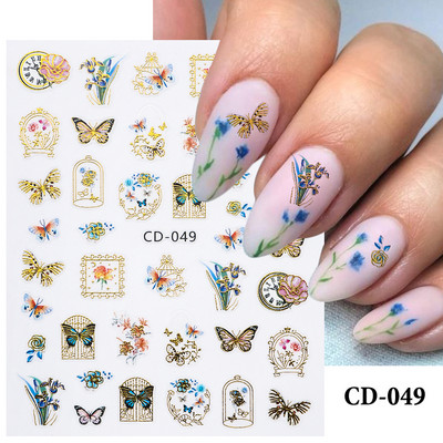 3D naljepnice za nokte Rep sirene Leptir Ljepljive naljepnice Antikviteti Dizajn bambusa Dekoracija Klizač Pribor za manikuru PPSTZ-CS260