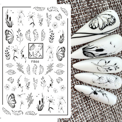 3D naljepnice za nokte Rep sirene Leptir Ljepljive naljepnice Antikviteti Dizajn bambusa Dekoracija Klizač Pribor za manikuru PPSTZ-CS260
