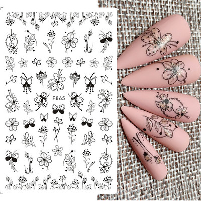 3D naljepnice za nokte Rep sirene Leptir Ljepljive naljepnice Antikviteti Dizajn bambusa Dekoracija Klizač Pribor za manikuru PPSTZ-CS260