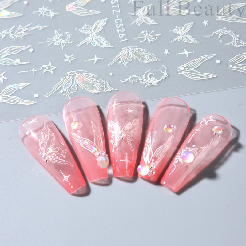 3D naljepnice za nokte Rep sirene Leptir Ljepljive naljepnice Antikviteti Dizajn bambusa Dekoracija Klizač Pribor za manikuru PPSTZ-CS260