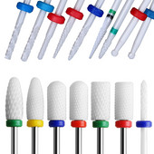 1 GAB profesionālie 3/32 collu keramikas sprauslas nagu urbji, balti uzgaļi manikīra nagu frēzēšanai Elektrisko urbjmašīnu piederumu instrumenti