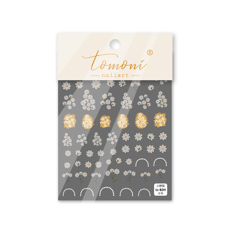 Japāņu stila mazā margrietiņa augstas kvalitātes 3D gravētas nagu uzlīmes nagu mākslas dekorācijas uzlīmes instrumenta dizains dāvana meitenei