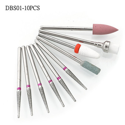 7/10 gab. Dimanta frēze manikīram nagu urbjmašīnu komplekts. Piederumu pedikīra elektriskie slīpēšanas galviņas želejas noņemšanas instrumenti