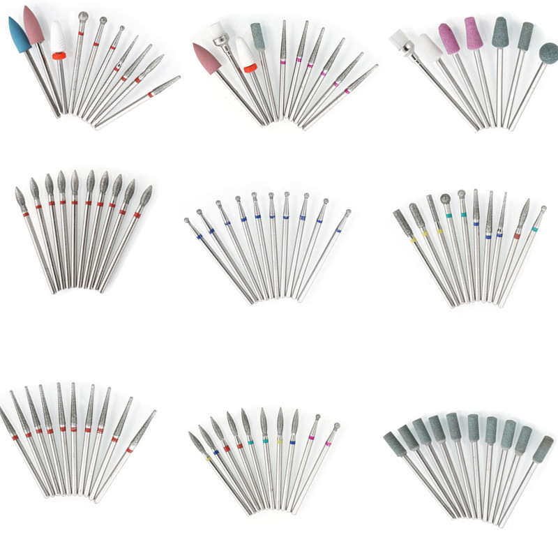 7/10 gab. Dimanta frēze manikīram nagu urbjmašīnu komplekts. Piederumu pedikīra elektriskie slīpēšanas galviņas želejas noņemšanas instrumenti