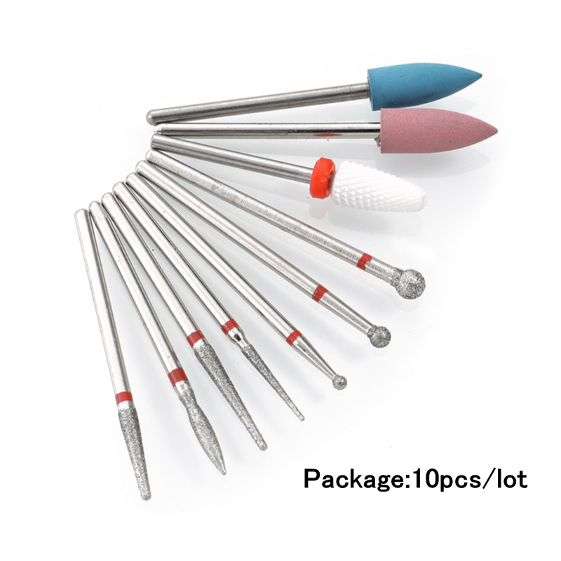 7/10 gab. Dimanta frēze manikīram nagu urbjmašīnu komplekts. Piederumu pedikīra elektriskie slīpēšanas galviņas želejas noņemšanas instrumenti