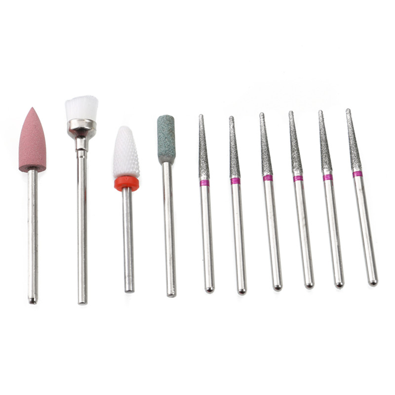 7/10 gab. Dimanta frēze manikīram nagu urbjmašīnu komplekts. Piederumu pedikīra elektriskie slīpēšanas galviņas želejas noņemšanas instrumenti