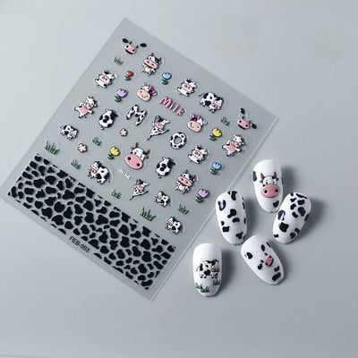 Cows 5D Nail Stickers Αυτοκόλλητα Para Uñas 스티커 Nail Design