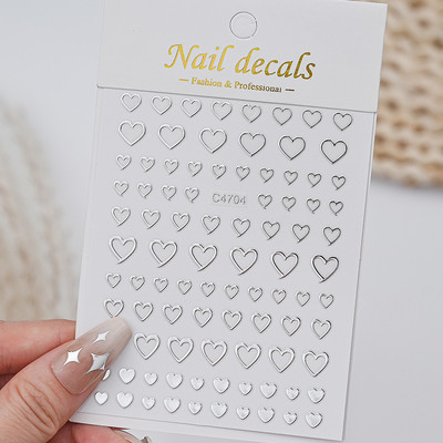 1db fémes ezüst fényes csillag Szív köröm matrica bronzosító szabálytalan pentagram matricák Starlight barkácsolás manikűr csúszkák pakolások