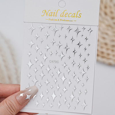 1db fémes ezüst fényes csillag Szív köröm matrica bronzosító szabálytalan pentagram matricák Starlight barkácsolás manikűr csúszkák pakolások