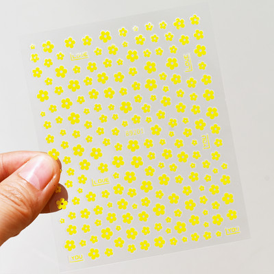 Pentapetal lillega küünekleebis Must valge karikakra lilleline küünte liugur õõnes KAHE suuruses küünekleebised HN56#