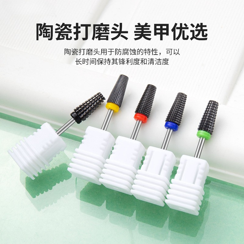 Elektriskajai urbjmašīnai 3/32" kāta frēze Ātri noņemiet akrila vai cieto gēla melnu 5 vienā keramikas nagu urbis