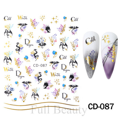 Mahjong Naljepnice za nokte Naljepnice 3D Chrome Zlatni Zmaj Kineski lik Nova godina Sreća Gel za nokte Slider Dekoracije Manikura