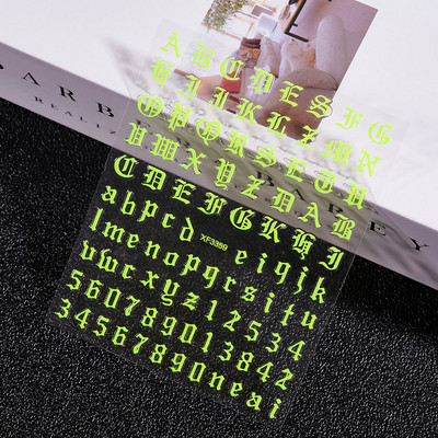 1 kom 3D naljepnice za nokte s brojevima Naljepnice u stilu slova stare engleske abecede Oblozi Samoljepljivi klizači za nokte Dekoracija Manikura