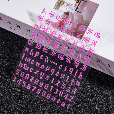 1 kom 3D naljepnice za nokte s brojevima Naljepnice u stilu slova stare engleske abecede Oblozi Samoljepljivi klizači za nokte Dekoracija Manikura
