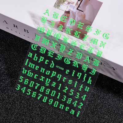 1 kom 3D naljepnice za nokte s brojevima Naljepnice u stilu slova stare engleske abecede Oblozi Samoljepljivi klizači za nokte Dekoracija Manikura
