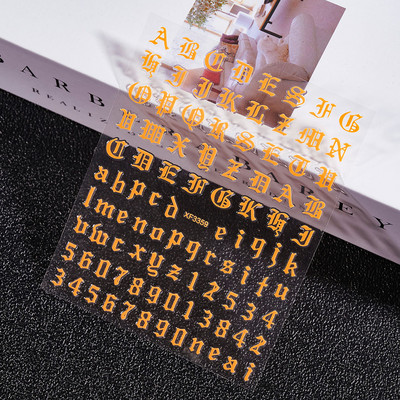 1 kom 3D naljepnice za nokte s brojevima Naljepnice u stilu slova stare engleske abecede Oblozi Samoljepljivi klizači za nokte Dekoracija Manikura