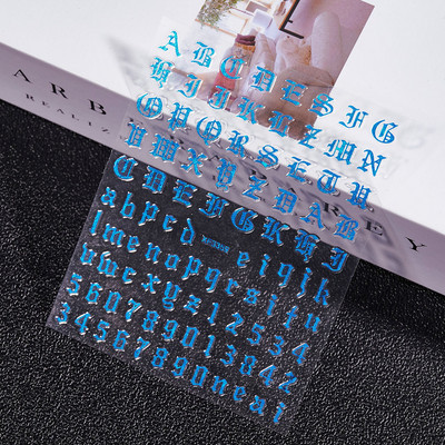 1 kom 3D naljepnice za nokte s brojevima Naljepnice u stilu slova stare engleske abecede Oblozi Samoljepljivi klizači za nokte Dekoracija Manikura