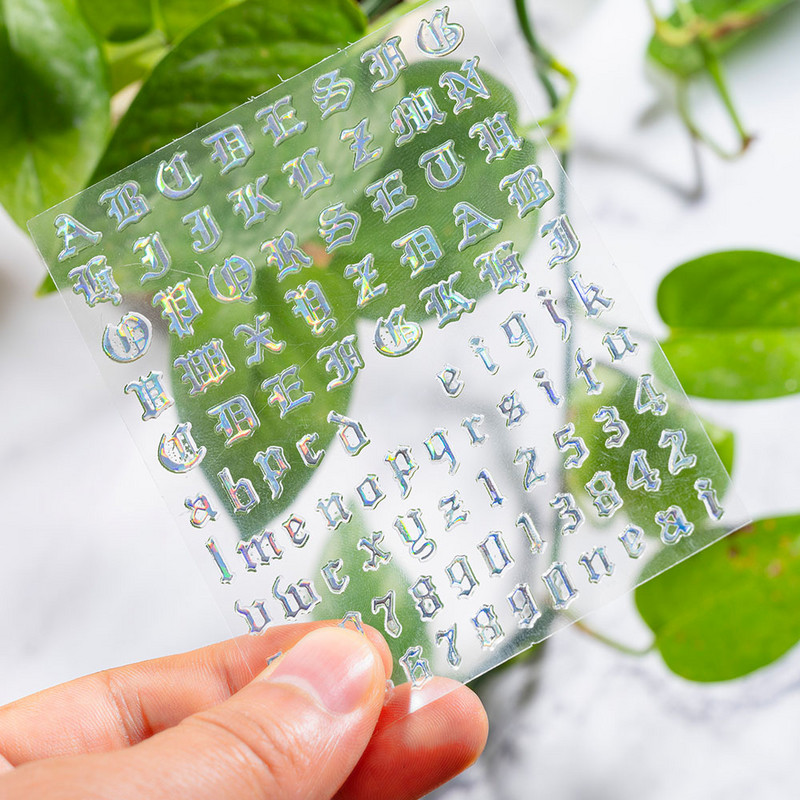 1 kom 3D naljepnice za nokte s brojevima Naljepnice u stilu slova stare engleske abecede Oblozi Samoljepljivi klizači za nokte Dekoracija Manikura