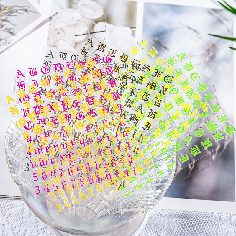 1 kom 3D naljepnice za nokte s brojevima Naljepnice u stilu slova stare engleske abecede Oblozi Samoljepljivi klizači za nokte Dekoracija Manikura