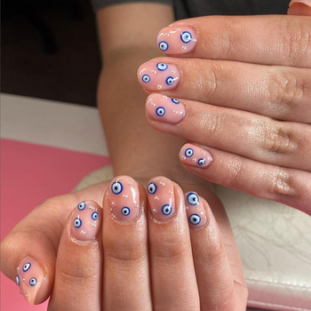 1 лист 3D Blue Evil Eye Design Nail Art Decals Направи си сам самозалепващи се талисмани Абстрактна линия Плъзгачи Декорация Цветни стикери за нокти