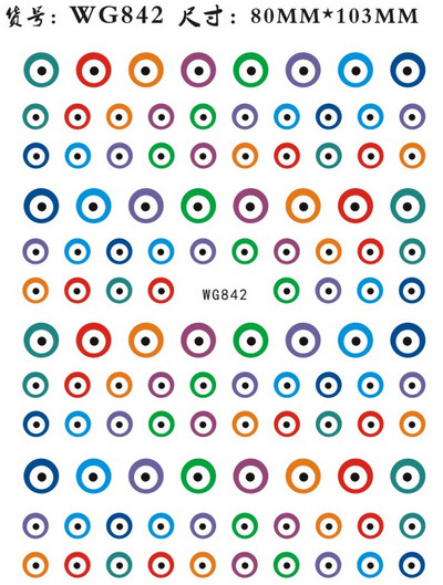 1 foaie 3D albastru Evil Eye Design Nail Art Decalcomani DIY Auto-adeziv Charms Glisoare linie abstractă Decorare Autocolante colorate pentru unghii