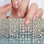 1 gab. Vasaras margrietiņas nagu uzlīme 3D saulespuķu tauriņu ziedlapu uzlīmes 8*10 cm pašlīmējošas Kawaii nagu mākslas dekorācijas nagu galiem