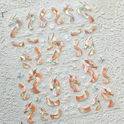 Plemeniti laserski polarizirani zeleni zmaj povoljni oblaci luksuzne 3D samoljepljive naljepnice za ukrašavanje noktiju naljepnica alata za manikuru u kineskom stilu