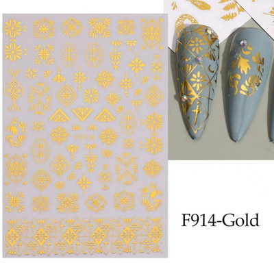 3D Snake Print Nagu uzlīmes Melnbalts Zelts Saules Mēness Rotaļveida raksts Tetovējumu uzlīmes Tauriņu nagu mākslas rotājumu uzlīmes