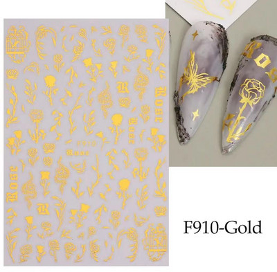 3D Snake Print Nagu uzlīmes Melnbalts Zelts Saules Mēness Rotaļveida raksts Tetovējumu uzlīmes Tauriņu nagu mākslas rotājumu uzlīmes